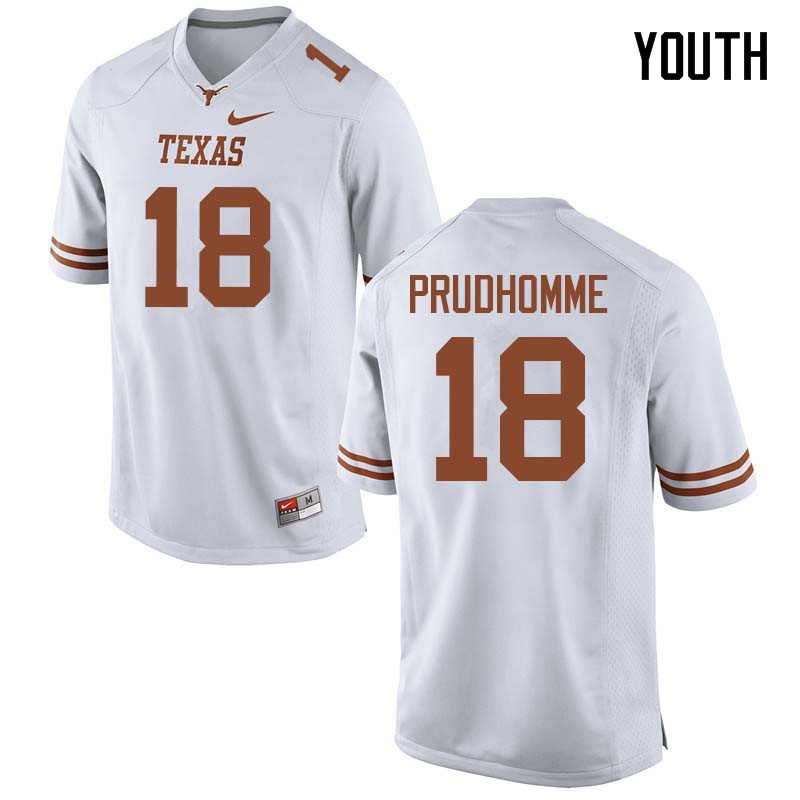 Youth #18 Tremayne Prudhomme Texas Longhorns College Football Jerseys Sale-White